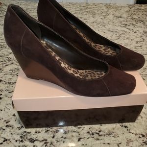 Brown suede wedge